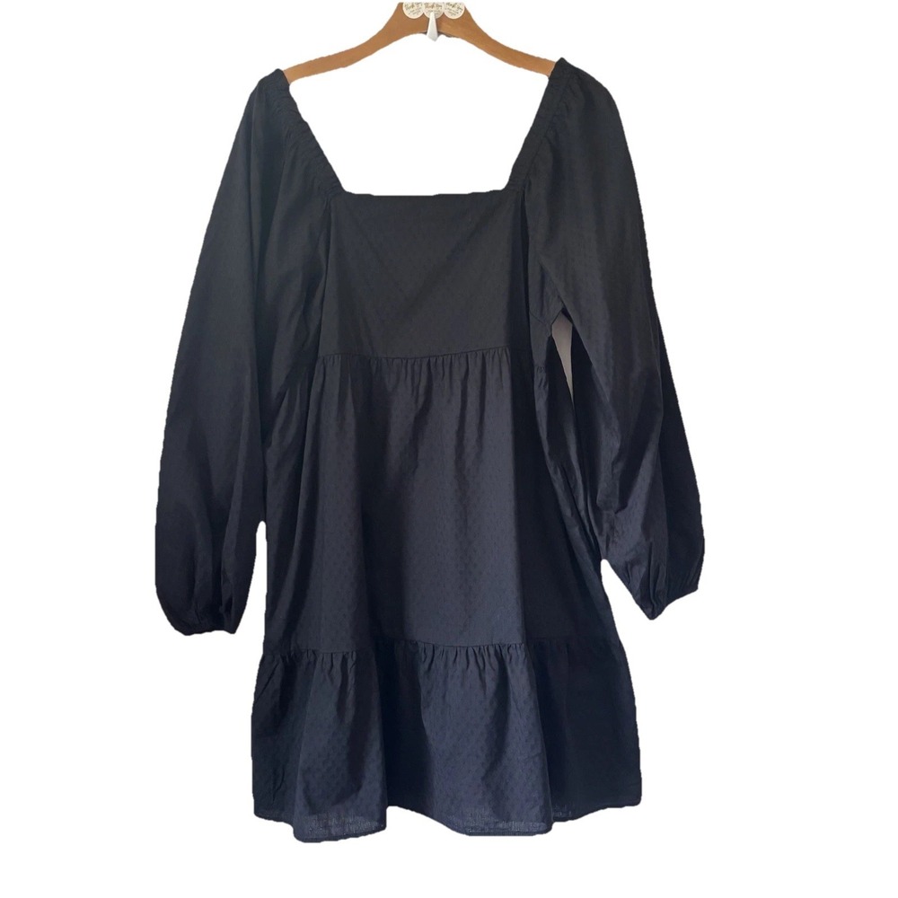 Universal Threads NEW Shift Dress Black LG Ruffle Tier Balloon Sleeve Pockets